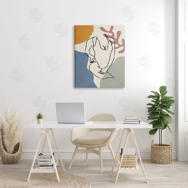 Stupell Industries JJ Design House LLC | Female Swimsuit Body Linework Over Abstract Shapes Wall Art