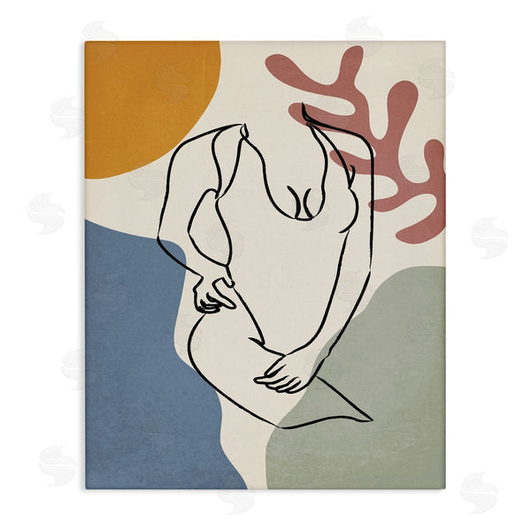 stupell industries JJ Design House LLC | Female Swimsuit Body Linework over Abstract Shapes Wall Art
