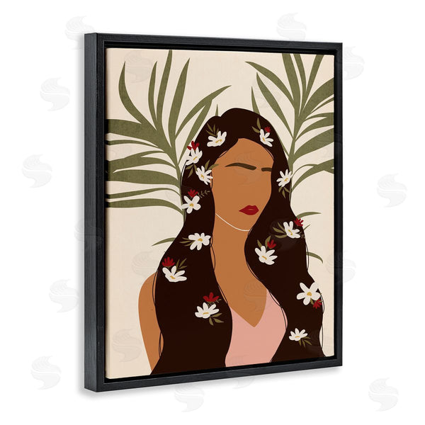 Stupell Industries JJ Design House LLC | Female With Tropical Florals In Hair Palm Leaves Wall Art