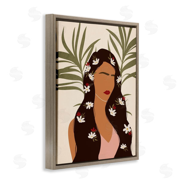 Stupell Industries JJ Design House LLC | Female With Tropical Florals In Hair Palm Leaves Wall Art