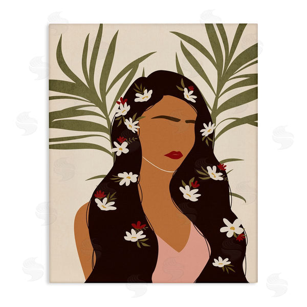 stupell industries JJ Design House LLC | Female With Tropical Florals in Hair Palm Leaves Wall Art