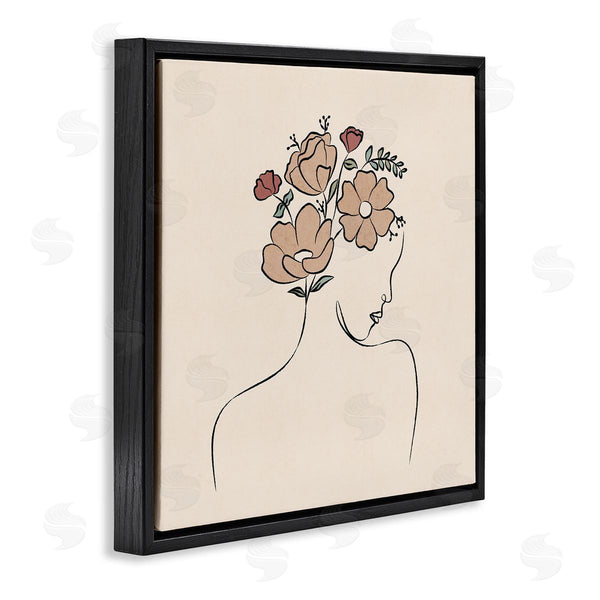 Stupell Industries JJ Design House LLC | Floral Abstract Woman Face Blossoms Line Doodle Wall Art