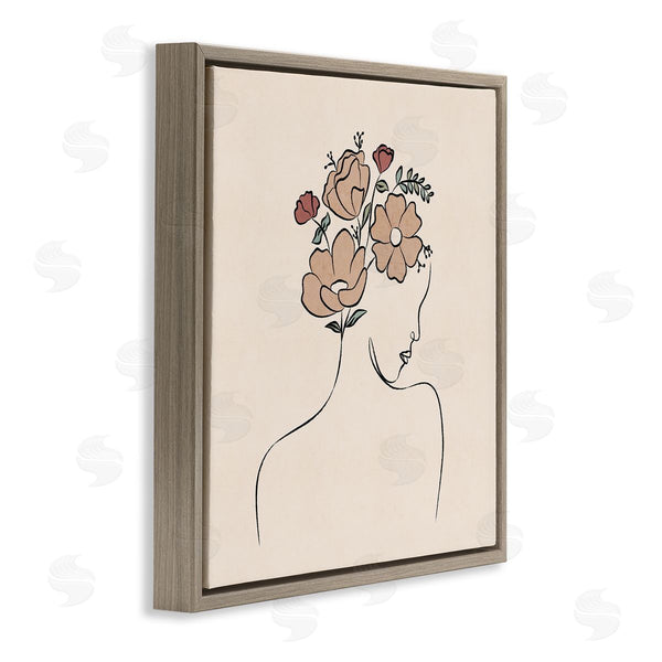 Stupell Industries JJ Design House LLC | Floral Abstract Woman Face Blossoms Line Doodle Wall Art