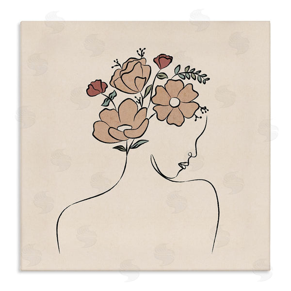stupell industries JJ Design House LLC | Floral Abstract Woman Face Blossoms Line Doodle Wall Art