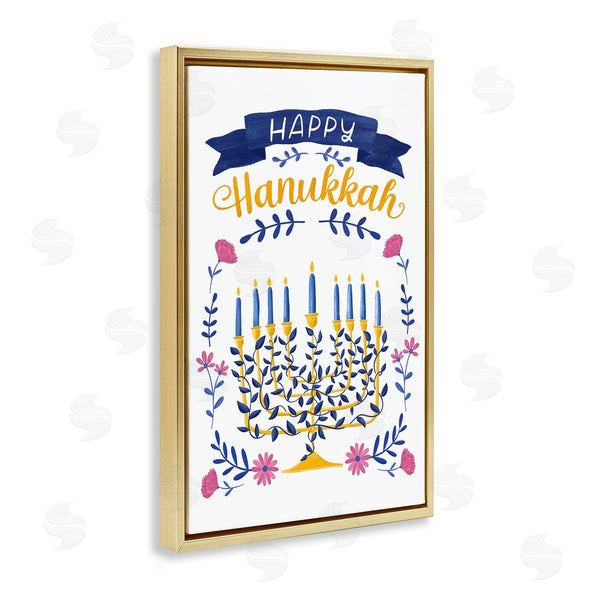 Stupell Industries JJ Design House LLC | Floral Menorah Happy Hanukkah