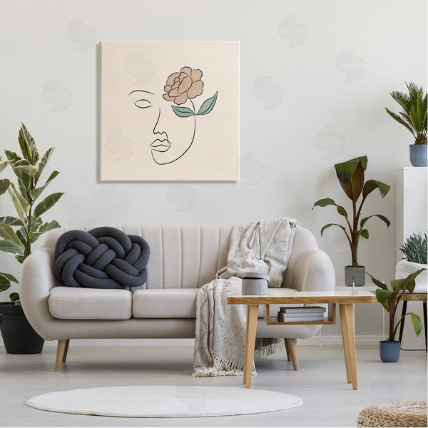 Stupell Industries JJ Design House LLC | Floral Outline Casual Doodle Abstract Woman Face Wall Art