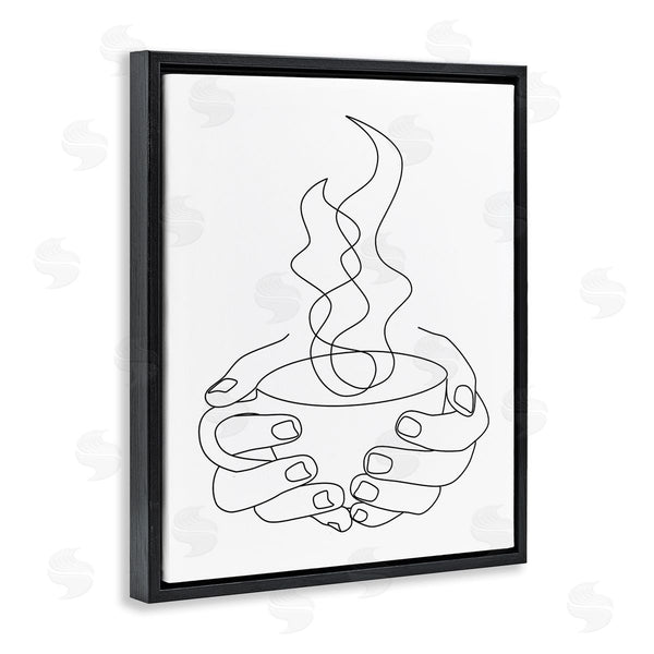 Stupell Industries JJ Design House LLC | Hands Grasping Hot Coffee Cup Minimal Line Drawing Wall Art
