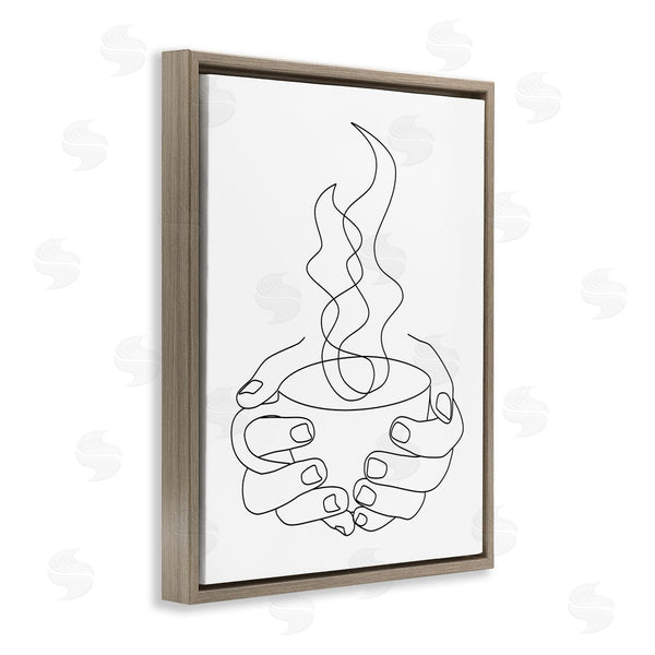 Stupell Industries JJ Design House LLC | Hands Grasping Hot Coffee Cup Minimal Line Drawing Wall Art