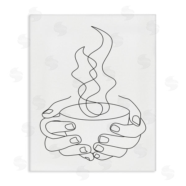stupell industries JJ Design House LLC | Hands Grasping Hot Coffee Cup Minimal Line Drawing Wall Art