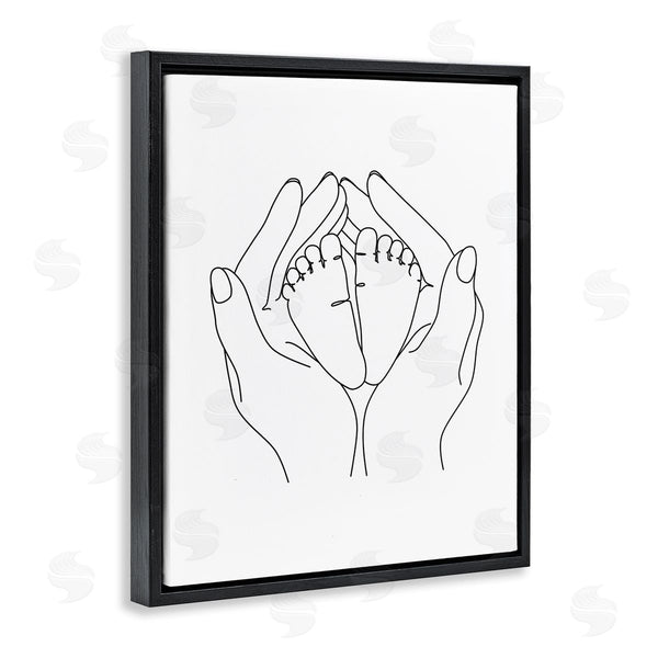 Stupell Industries JJ Design House LLC | Hands Holding Baby Feet Minimal Line Drawing Wall Art