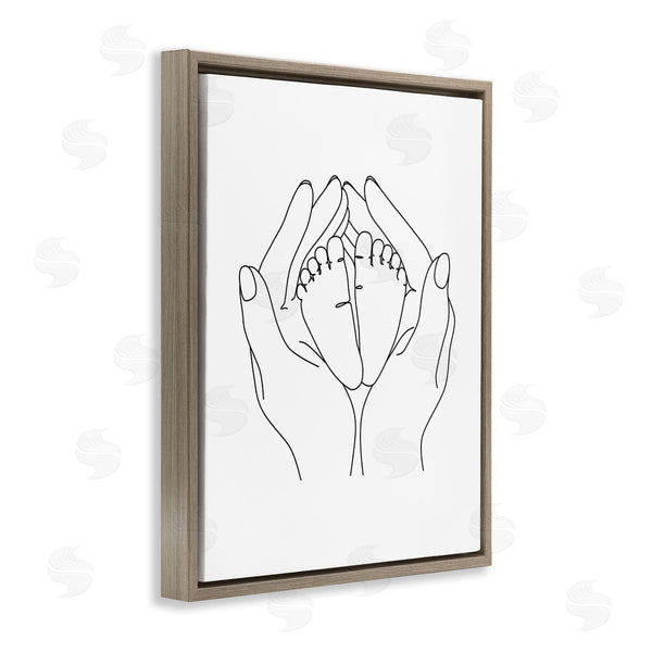 Stupell Industries JJ Design House LLC | Hands Holding Baby Feet Minimal Line Drawing Wall Art