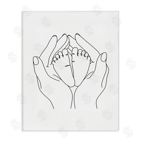 stupell industries JJ Design House LLC | Hands Holding Baby Feet Minimal Line Drawing Wall Art