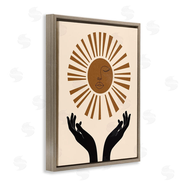 Stupell Industries JJ Design House LLC | Hands Holding Desert Sun With Face Linework Wall Art