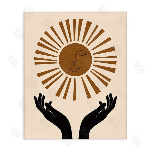 stupell industries JJ Design House LLC | Hands Holding Desert Sun with Face Linework Wall Art
