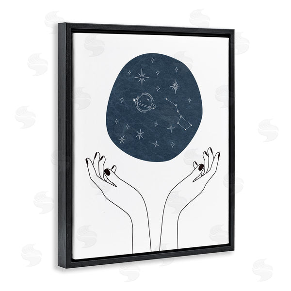 Stupell Industries JJ Design House LLC | Hands Holding Galaxy Constellations Minimal Blue Wall Art