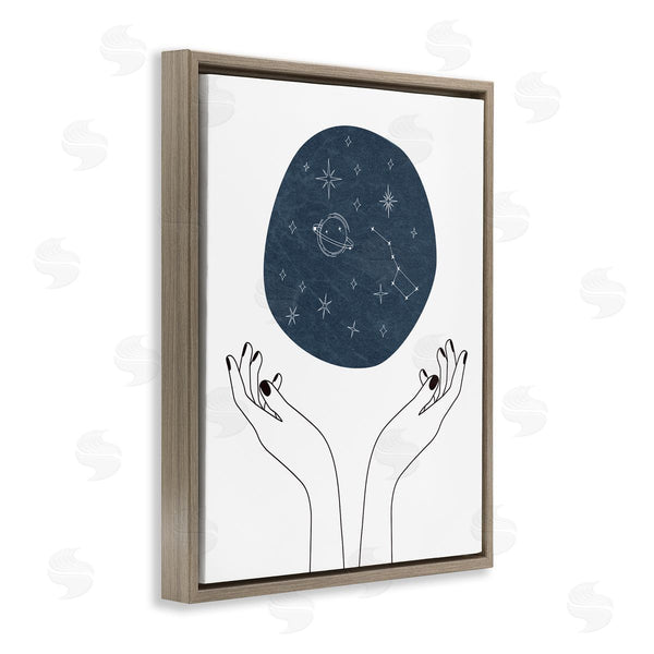 Stupell Industries JJ Design House LLC | Hands Holding Galaxy Constellations Minimal Blue Wall Art