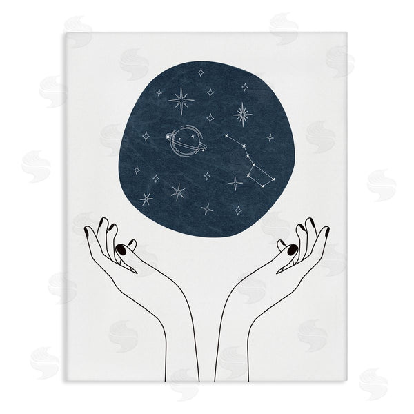 stupell industries JJ Design House LLC | Hands Holding Galaxy Constellations Minimal Blue Wall Art