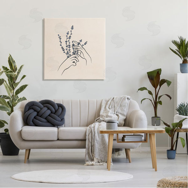 Stupell Industries JJ Design House LLC | Hands Holding Lavender Sprigs Botanical Line Doodle Wall Art