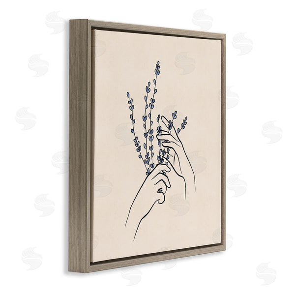 Stupell Industries JJ Design House LLC | Hands Holding Lavender Sprigs Botanical Line Doodle Wall Art
