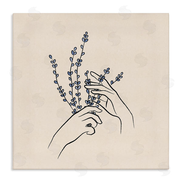 stupell industries JJ Design House LLC | Hands Holding Lavender Sprigs Botanical Line Doodle Wall Art