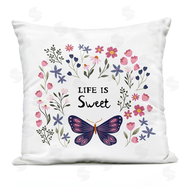 Stupell Industries JJ Design House LLC | Life Is Sweet Floral Butterfly Printed Throw Pillow