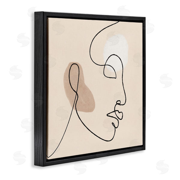 Stupell Industries JJ Design House LLC | Minimal Face Line Drawing Abstract Brown Tan Shapes Wall Art