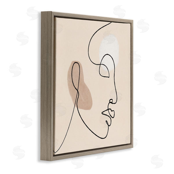 Stupell Industries JJ Design House LLC | Minimal Face Line Drawing Abstract Brown Tan Shapes Wall Art