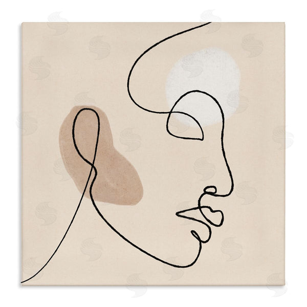 stupell industries JJ Design House LLC | Minimal Face Line Drawing Abstract Brown Tan Shapes Wall Art