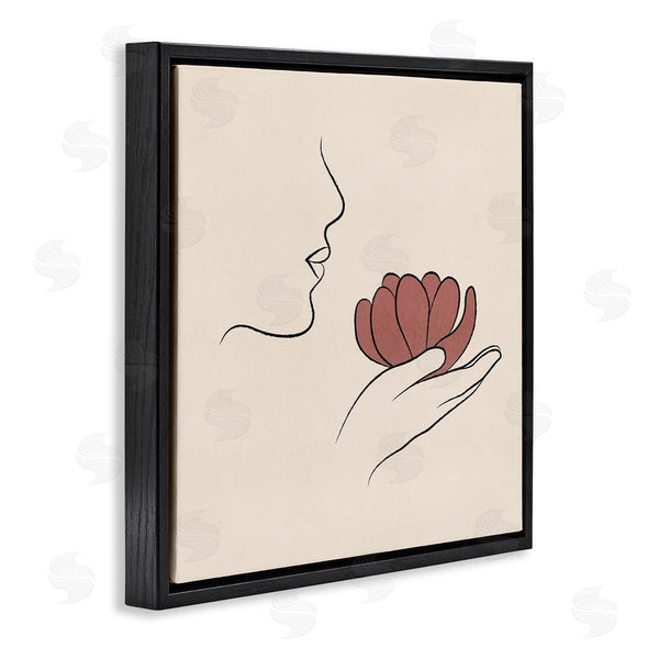 Stupell Industries JJ Design House LLC | Minimal Face Profile Holding Blossom Palm Outline Wall Art