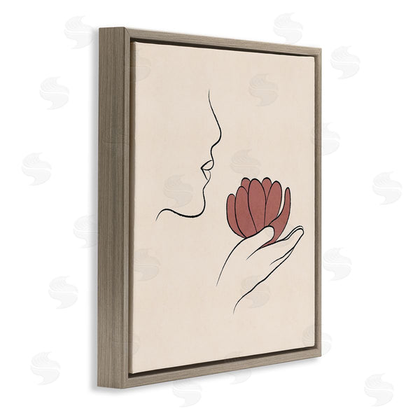 Stupell Industries JJ Design House LLC | Minimal Face Profile Holding Blossom Palm Outline Wall Art