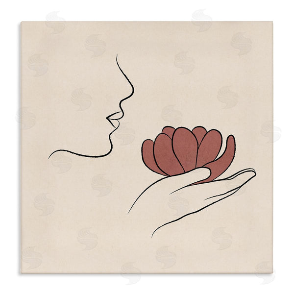stupell industries JJ Design House LLC | Minimal Face Profile Holding Blossom Palm Outline Wall Art