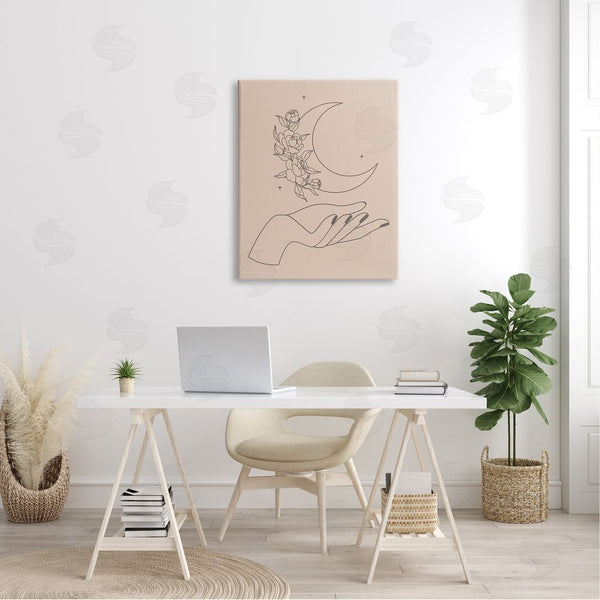 Stupell Industries JJ Design House LLC | Mystical Floral Roses Moon Palm Line Drawing Wall Art
