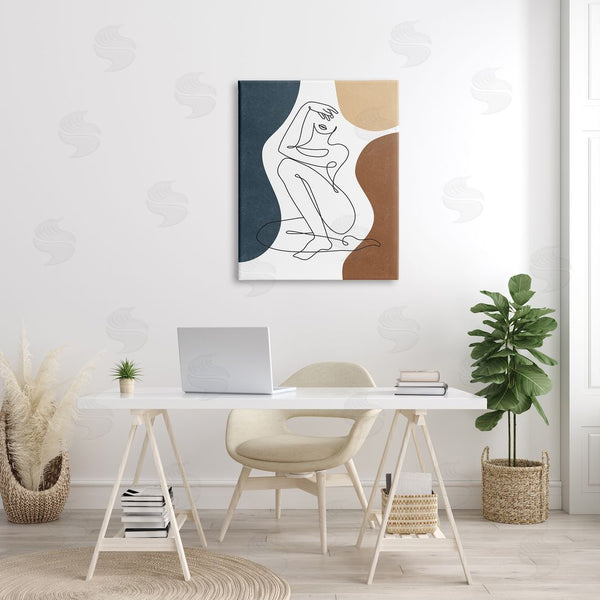 Stupell Industries JJ Design House LLC | Nude Female Line Drawing Between Abstract Shapes Wall Art
