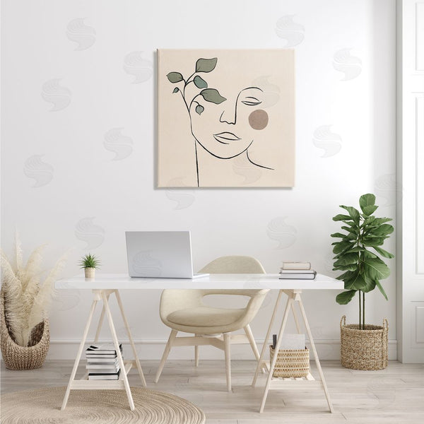 Stupell Industries JJ Design House LLC | Soft Female Face Line Drawing Abstract Plant Sun Wall Art