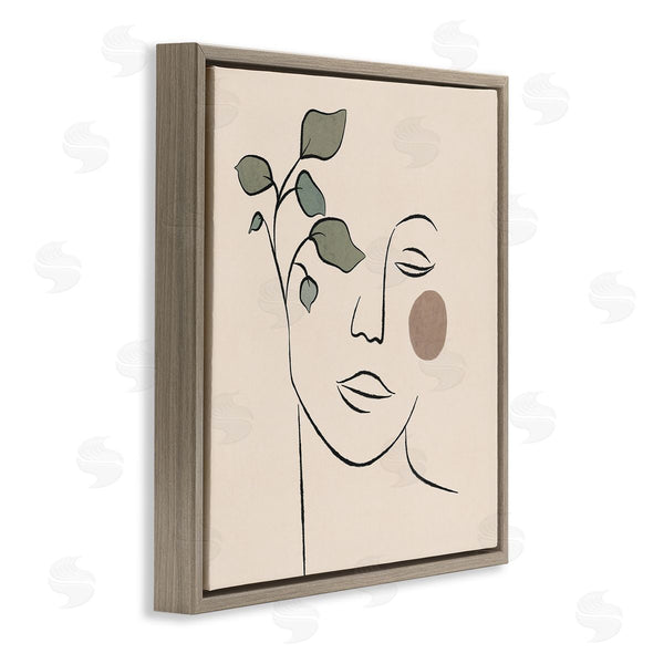 Stupell Industries JJ Design House LLC | Soft Female Face Line Drawing Abstract Plant Sun Wall Art