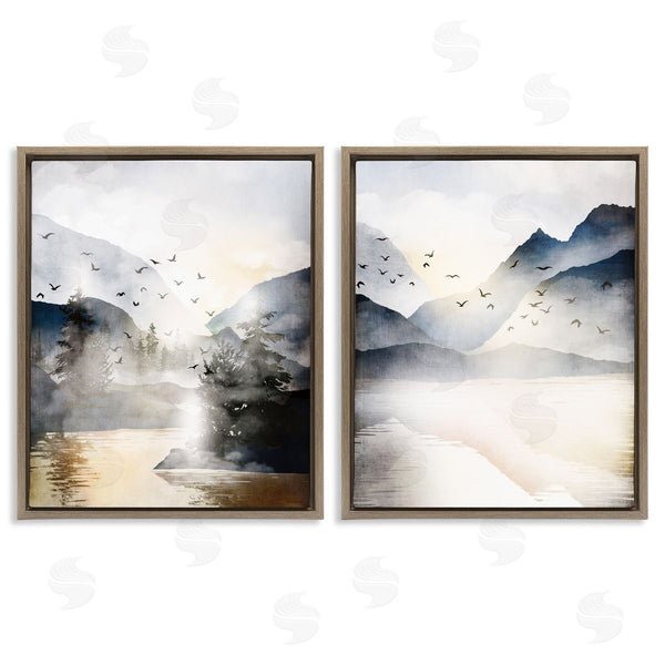 Stupell Industries JJ Design House LLC | Sunlit Birds Over Lake Landscape
