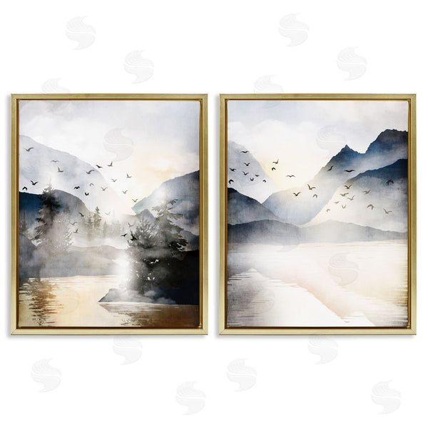 Stupell Industries JJ Design House LLC | Sunlit Birds Over Lake Landscape