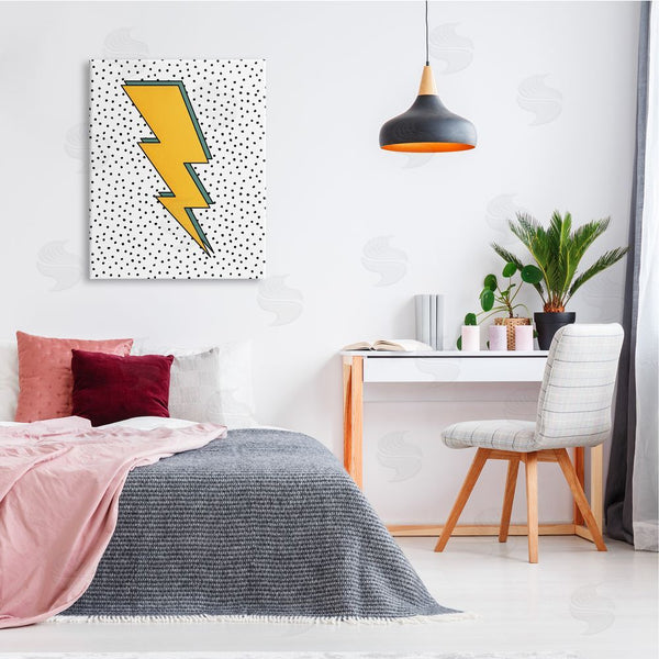 Stupell Industries JJ Design House LLC | Thunderbolt Comic Book Symbol Polka Dot Background Wall Art