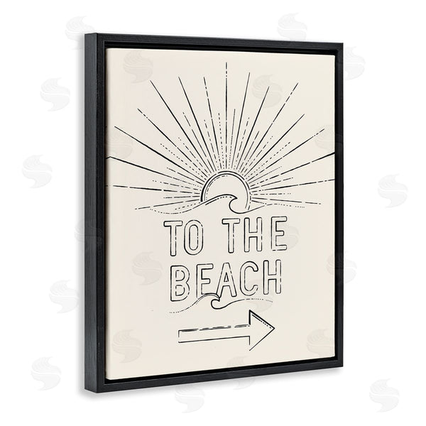 Stupell Industries JJ Design House LLC | To The Beach Weathered Vintage Sun Horizon Typography Wall Art
