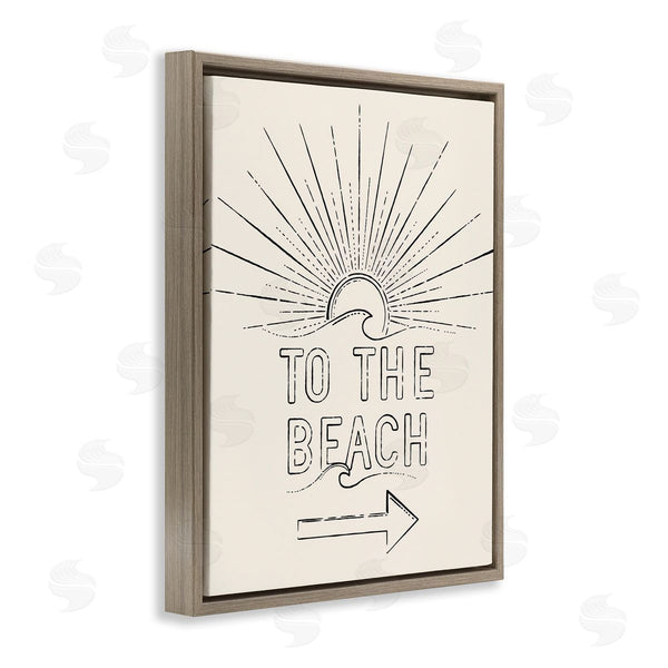 Stupell Industries JJ Design House LLC | To The Beach Weathered Vintage Sun Horizon Typography Wall Art
