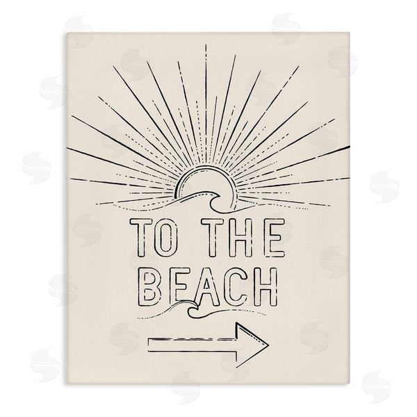 stupell industries JJ Design House LLC | To The Beach Weathered Vintage Sun Horizon Typography Wall Art