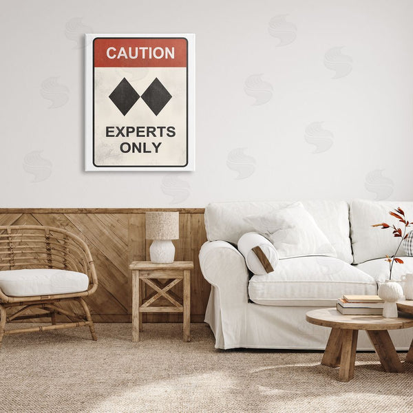 Stupell Industries JJ Design House LLC | Traditional Caution Sign Double Black Diamond Ski Symbol Wall Art