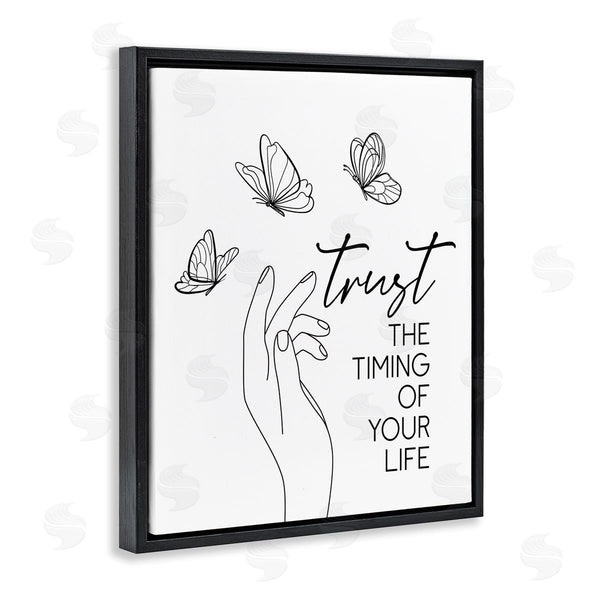 Stupell Industries JJ Design House LLC | Trust The Timing Life Motivational Phrase Minimal Butterflies Wall Art