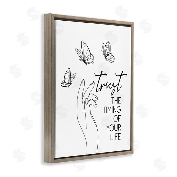Stupell Industries JJ Design House LLC | Trust The Timing Life Motivational Phrase Minimal Butterflies Wall Art