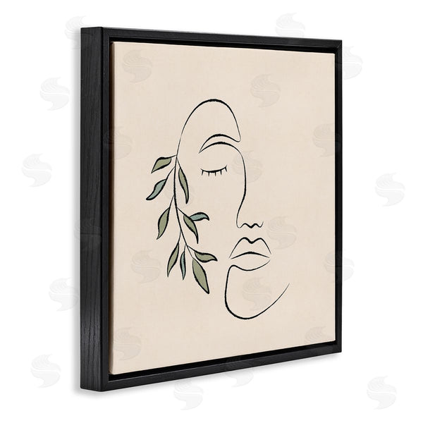 Stupell Industries JJ Design House LLC | Woman Face Abstract Line Doodle Botanical Sprig Wall Art