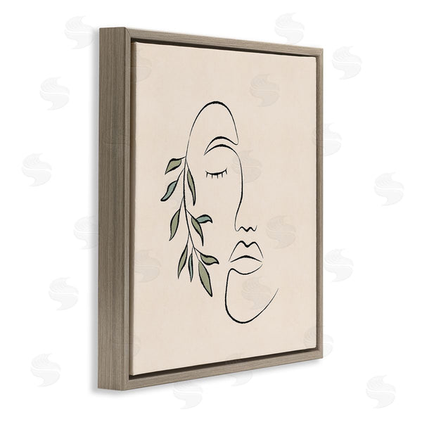 Stupell Industries JJ Design House LLC | Woman Face Abstract Line Doodle Botanical Sprig Wall Art
