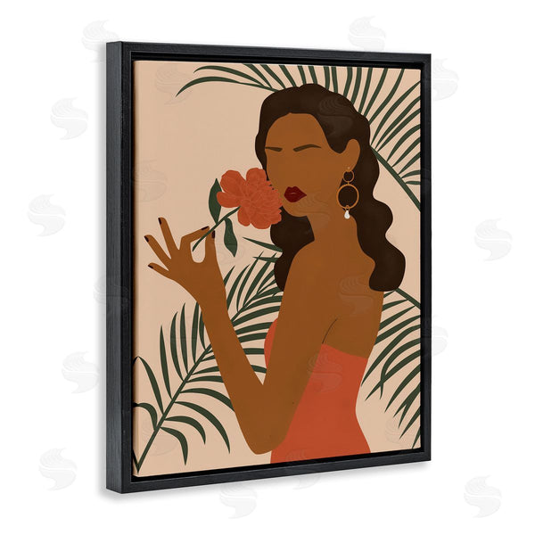Stupell Industries JJ Design House LLC | Woman With Red Floral Over Green Palm Leaves Wall Art