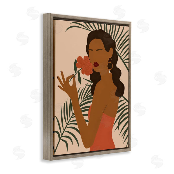 Stupell Industries JJ Design House LLC | Woman With Red Floral Over Green Palm Leaves Wall Art