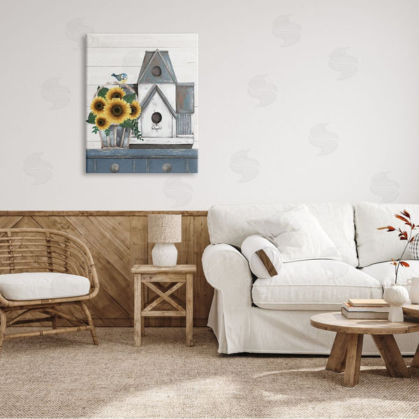 Stupell Industries Jo Moulton | Country Counter Birdhouse Sunflower Traditional Still Life Wall Art