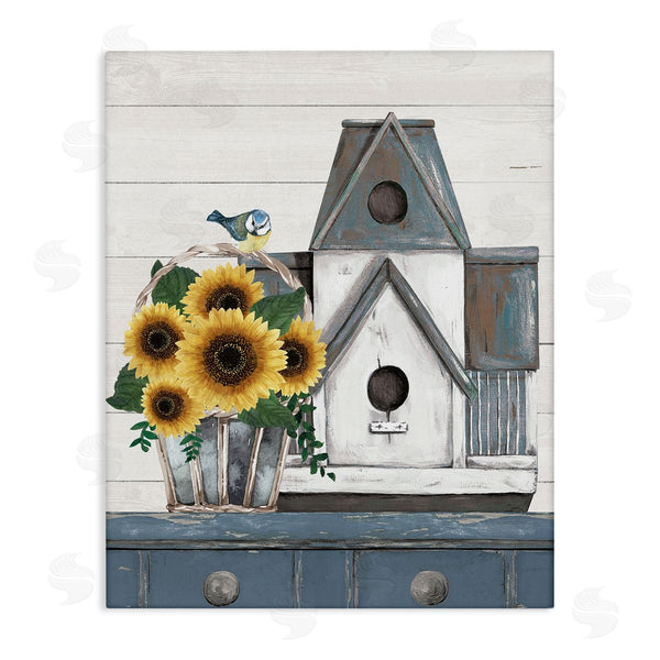 stupell industries Jo Moulton | Country Counter Birdhouse Sunflower Traditional Still Life Wall Art
